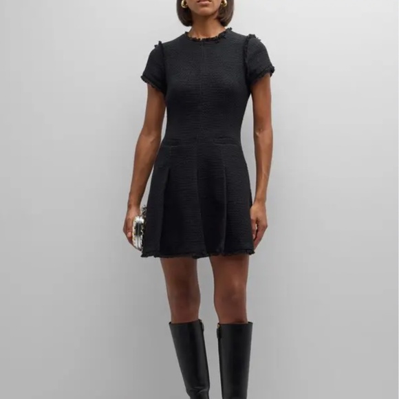 NWT Cinq a Sept Nova Tweed Fit & Flare Mini Dress - Black Noir Cocktail Party - Picture 2 of 8